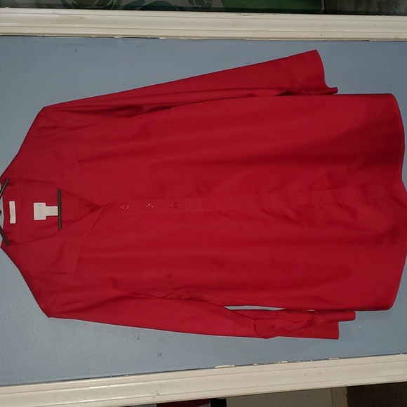 Chico's 100% Cotton Red Button-down Tunic Size 2.5 14 - Picture 1 of 5